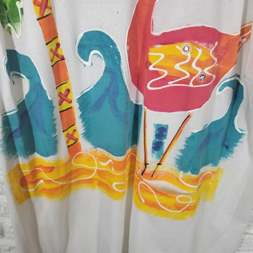 Pacific Connections Womens One Size White Flamingo Rhinestone Swim NOV1E